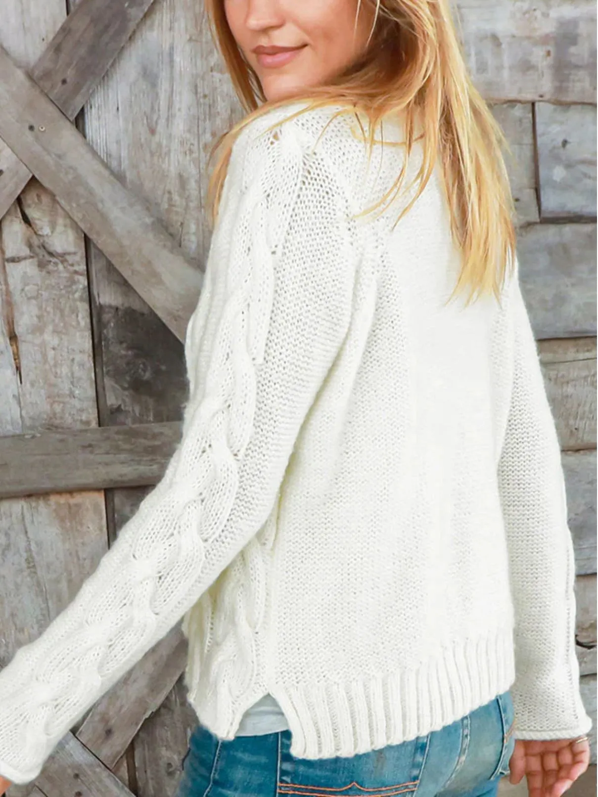 Wooden Ships Cobblestone V Sweater in Pure Snow