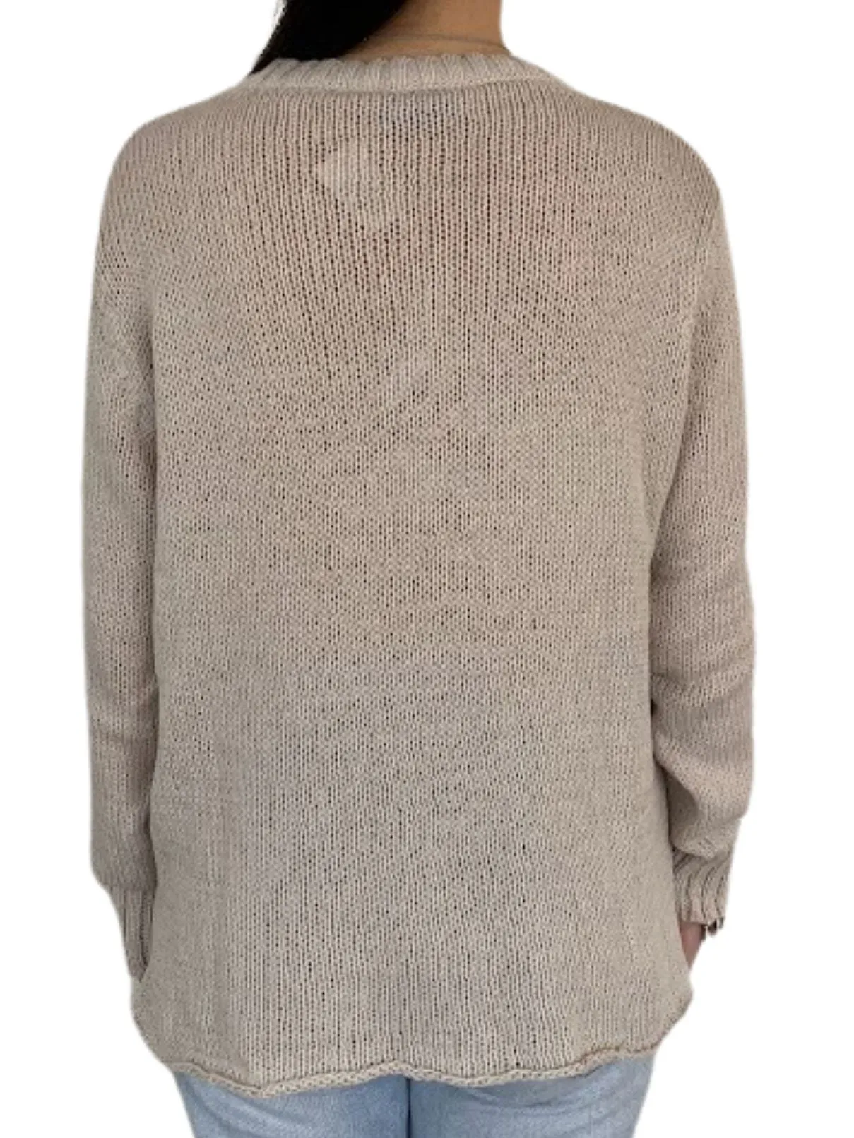 Wooden Ships Happy Hour Cotton Crew Sweater in Blush Champagne