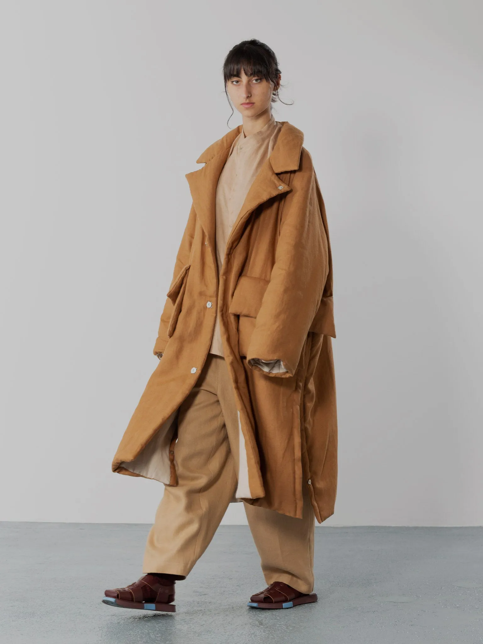 Wool Padded Coat | Camel