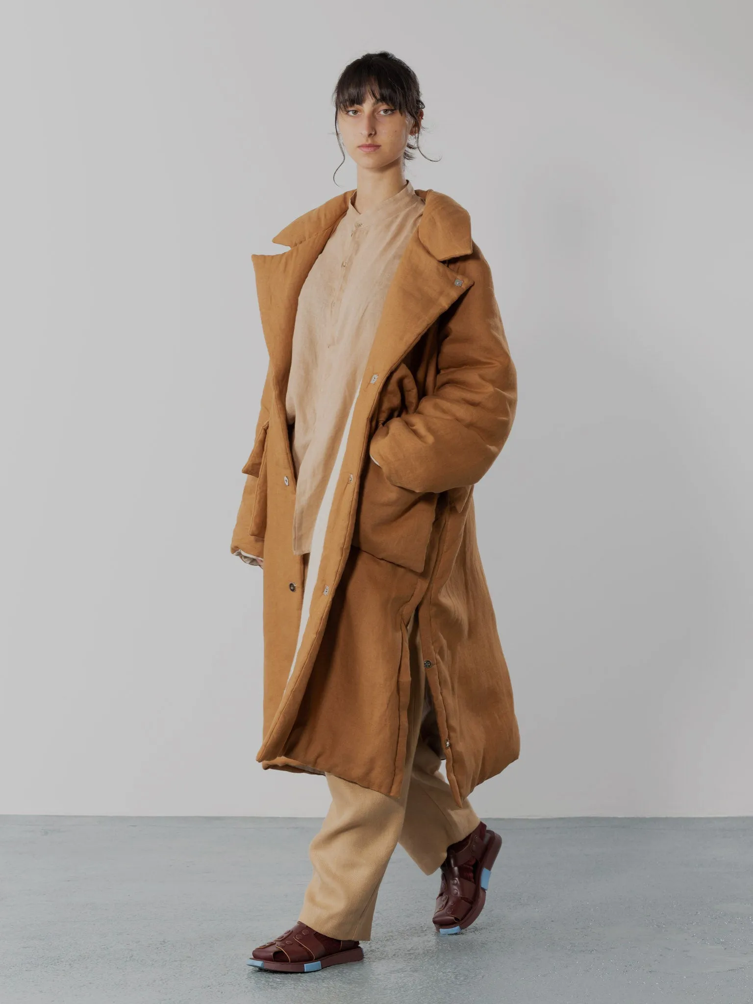 Wool Padded Coat | Camel