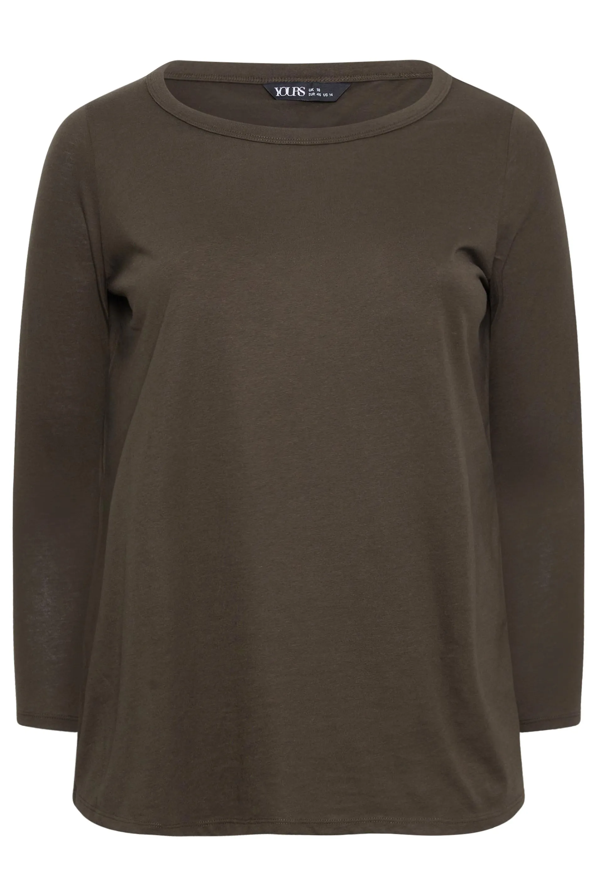 YOURS Curve Brown Long Sleeve Top