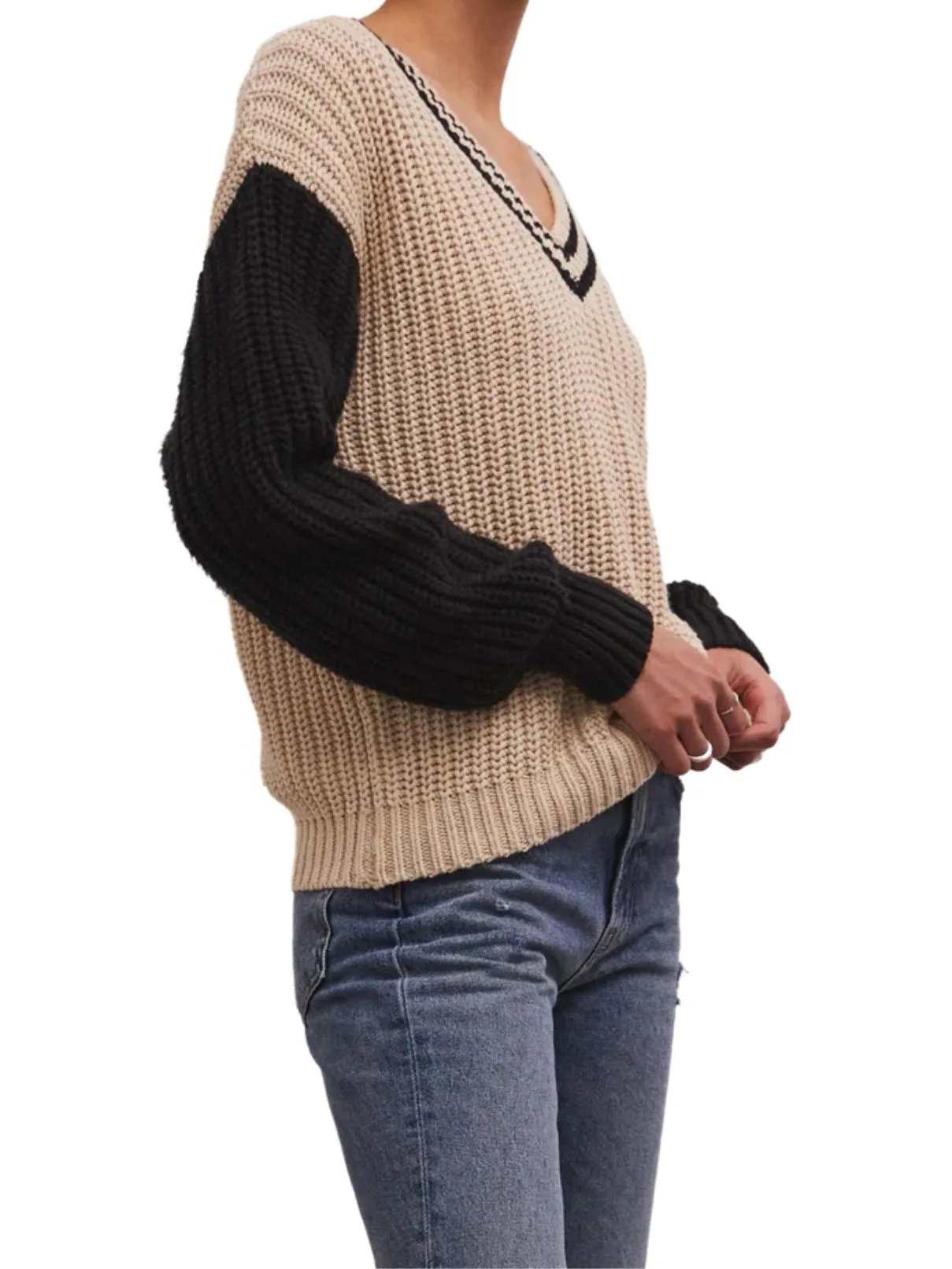 Z Supply Hunter Varsity Sweater in Dove