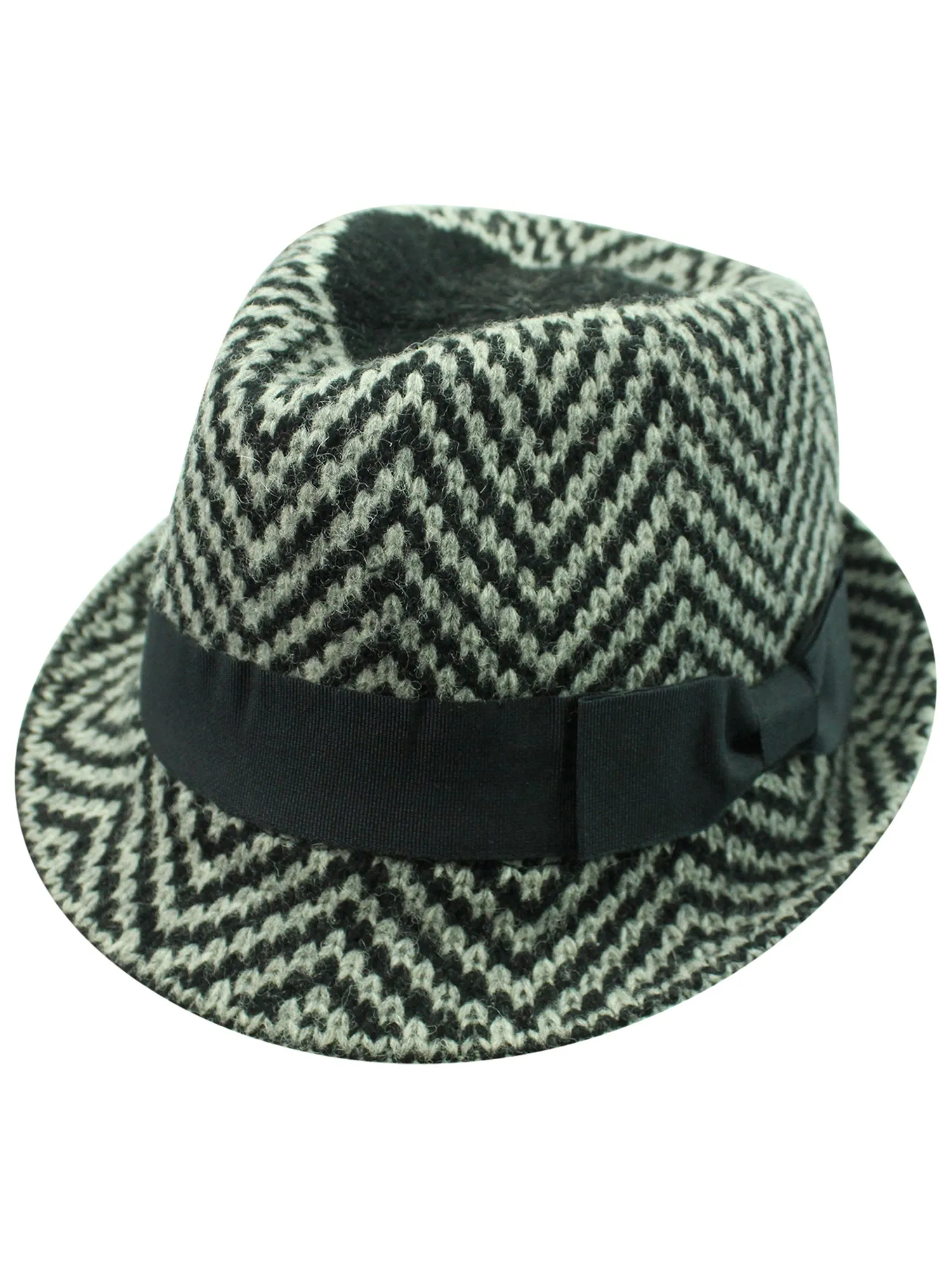 Zigzag Angora Wool Fedora Hat