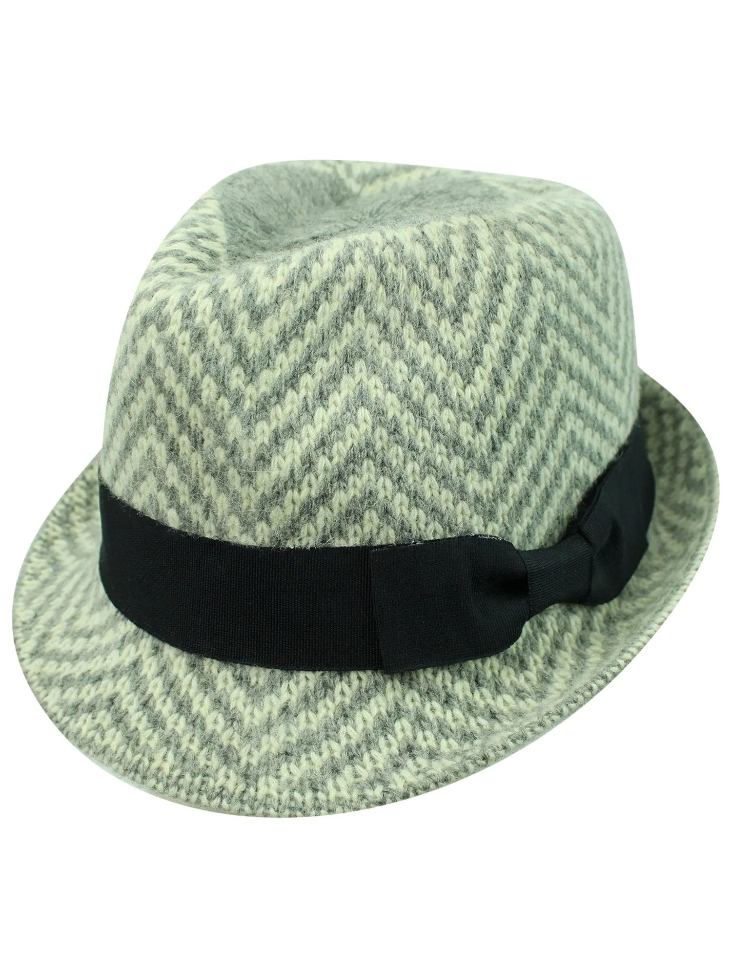 Zigzag Angora Wool Fedora Hat